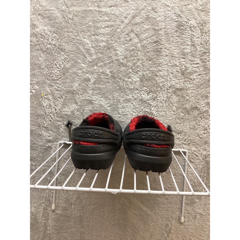 Kids Crocs Lined Clogs Black Red Plaid Toddler Size Toddler‎ 4 - Picture 4 of 6